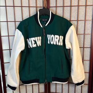 New Look Green and White Letterman Jacket school, bomber, varsity jacket  large